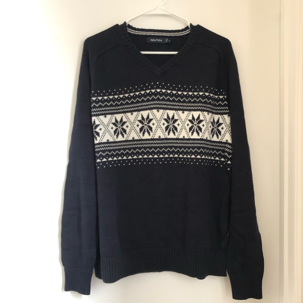 Nautica Navy Holiday Snowflake Sweater